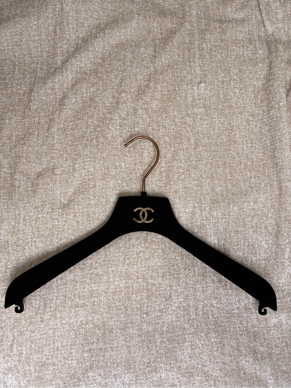 CHANEL Black Velvet Hanger with Gold CC Hook